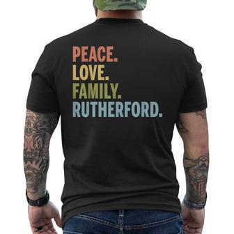 Rutherford Last Name Peace Love Family Matching Mens Back Print T-shirt - Seseable