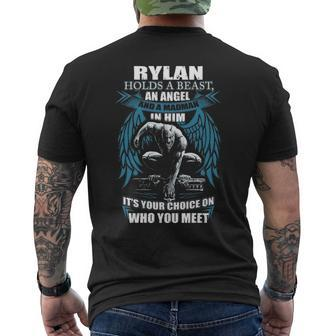 Rylan Name Gift Rylan And A Mad Man In Him V2 Mens Back Print T-shirt - Seseable