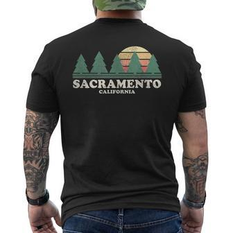 Sacramento Ca Vintage Throwback Retro 70S Men's Back Print T-shirt | Mazezy