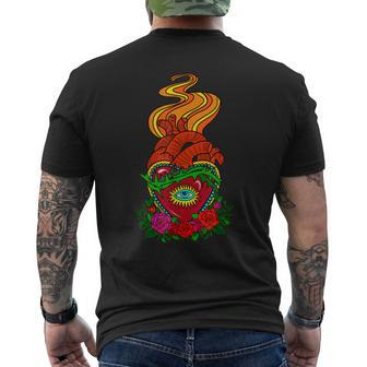 Sacred Heart Rose Ojo Men's Back Print T-shirt | Mazezy