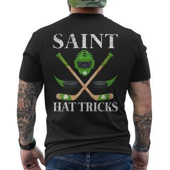 Saint Hat Tricks Leprechaun Lover Hockey St Patricks Day Men's Back Print T-shirt | Mazezy