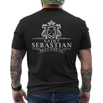 Saint Sebastian Patron Saint Of Soldiers Sports Athletes Men's T-shirt Back Print - Seseable