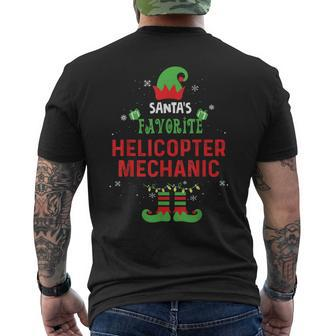 Santas Favorite Helicopter Mechanic Christmas Xmas Gift Mens Back Print T-shirt