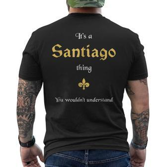 Santiago Last Name Family Names Mens Back Print T-shirt - Seseable