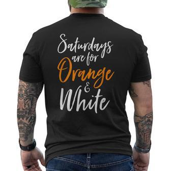 Saturdays Are For Orange And White Vintage Football Men's T-shirt Back Print - Seseable