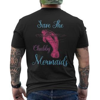 Save The Chubby Mermaids Love Manatee Men's T-shirt Back Print - Seseable