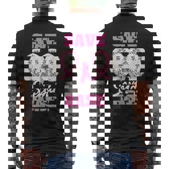 Save Second 2Nd Base Baseball Breast Cancer Awareness Men's T-shirt Back Print - Seseable