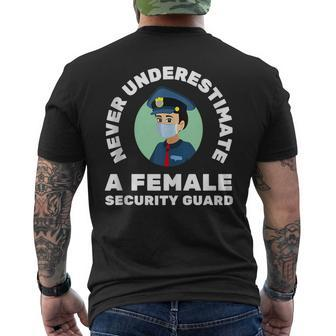 Security Guard Bouncer And Security Officer - Female Officer Men's T-shirt Back Print - Seseable