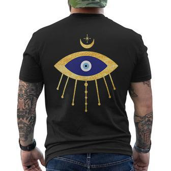 All Seeing Evil Eye Yellow Eyelashes Curse Protection Men's Back Print T-shirt | Mazezy