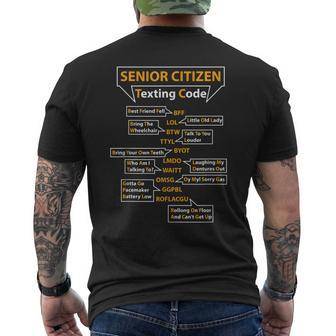 Senior Citizens Texting Code For Grandpa Men's Back Print T-shirt | Mazezy