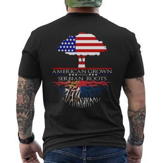 Serbian Roots American Grown Us Serbia Serb Flag Men's T-shirt Back Print - Seseable
