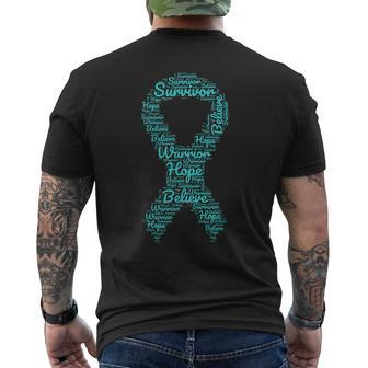 Sexual Assault And Violence Awareness Month Teal Ribbon Men's Back Print T-shirt | Mazezy