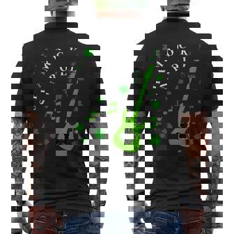 Shamrock N Roll St Patricks Day Irish Music Men's T-shirt Back Print - Thegiftio