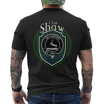 Shaw Clan Crest | Scottish Clan Shaw Family Crest Badge Mens Back Print T-shirt - Seseable
