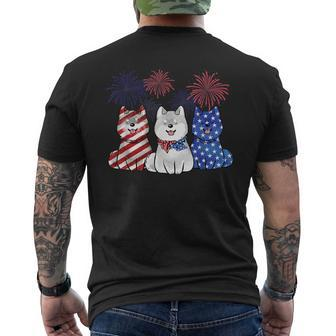 Shiba Inu Dad Us Flag 4Th Of July Dog Fathers Day Firework Mens Back Print T-shirt | Mazezy