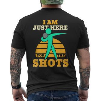 Shot Put Funny Here For The Shots Sport Shot Putter Mens Back Print T-shirt | Mazezy
