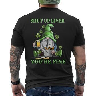Shut Up Liver Youre Fine Gnomes Shamrock St Patricks Day Men's Back Print T-shirt | Mazezy