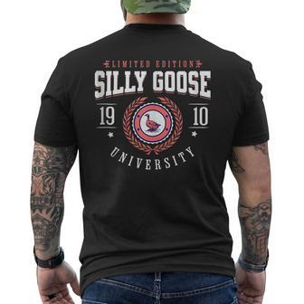 Silly Goose University College Meme Men's Back Print T-shirt | Mazezy