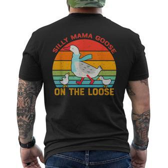 Silly Mama Goose On The Loose Vintage Vibe Goose Men's Back Print T-shirt | Mazezy