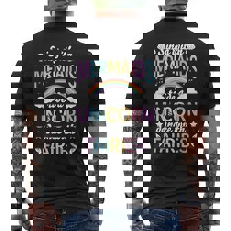 Sing With Mermaids Ride A Unicorn Dance With Fairies Men's Back Print T-shirt | Mazezy