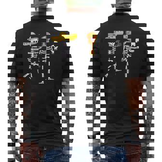 Skeleton Sombreros Guitar Fiesta Cinco De Mayo Mexican Men's Back Print T-shirt | Mazezy
