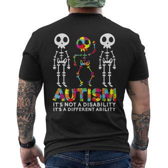 Skull Dance Autism Awareness Mom Dad Kids Autism Mens Back Print T-shirt | Mazezy