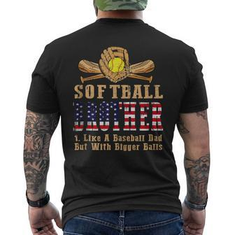 Softball Brother Like A Baseball Dad Us Flag Fathers Day Men's T-shirt Back Print - Thegiftio UK
