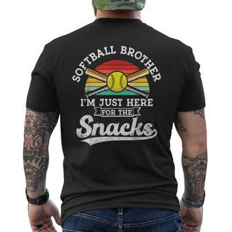 Softball Brother Im Just Here For The Snacks Retro Softball Men's T-shirt Back Print - Seseable