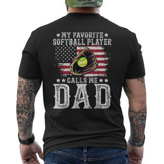 Softball Dad My Favorite Softball Player Calls Me Dad Men's T-shirt Back Print - Thegiftio UK