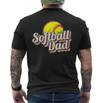 Softball Dad Retro Vintage Softball Dad Men's T-shirt Back Print - Seseable