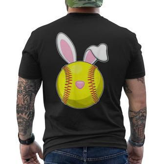 Softball Easter Bunny Rabbit Ears Sports Men's T-shirt Back Print - Seseable