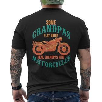 Some Grandpas Play Bingo Real Grandpas Ride Motorcycle Biker Men's Crewneck Short Sleeve Back Print T-shirt - Seseable