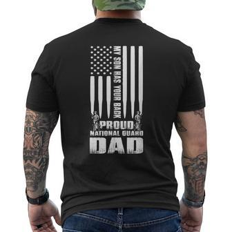 Mens My Son Has Your Back Proud National Guard Dad Army Dad Men's T-shirt Back Print - Seseable