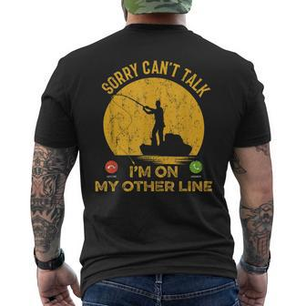 Sorry Cant Talk Funny Fishing Dad Mens Fish Bass Fishing Mens Back Print T-shirt