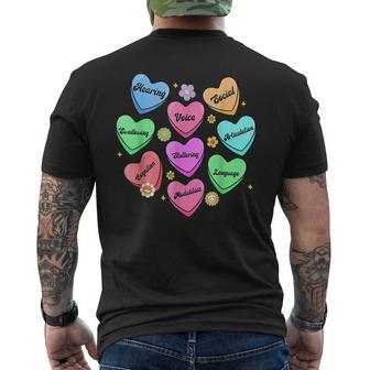 Speech Language Pathologist Valentines Day Candy Heart Men's T-shirt Back Print - Seseable