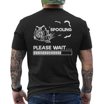 Spooling Please Wait Slogan Mechanic Lag Mens Back Print T-shirt | Mazezy