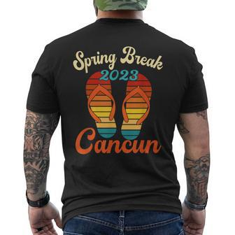 Spring Break Cancun Mexico Beach 2023 Vintage Flip Flops Men's T-shirt Back Print - Seseable