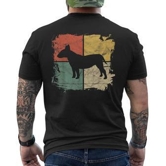 Square Retro Bull Terrier Owner Dog Bully Dad Pet Mom Men's T-shirt Back Print - Seseable