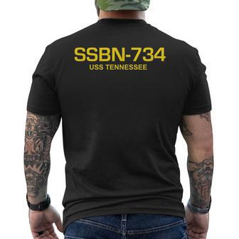 Ssbn-734 Uss Tennessee Men's T-shirt Back Print - Seseable