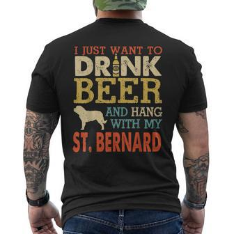 St Bernard Dad Drink Beer Hang With Dog Men Vintage Men's T-shirt Back Print - Seseable