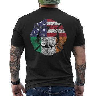 St Patricks Day Firefighter Irish American Flag Men's T-shirt Back Print - Seseable