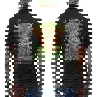 St Patrick’S Day Highland Cow Highland Heifer Men's Back Print T-shirt | Mazezy