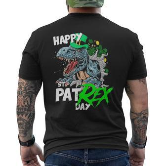 St Patricks Day T Rex Happy Pat Rex Day Dinosaur V2 Men's T-shirt Back Print - Seseable