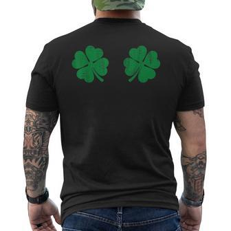 St Patricks Day Saint Paddys Distressed Irish Shamrock Boobs V2 Men's Back Print T-shirt | Mazezy