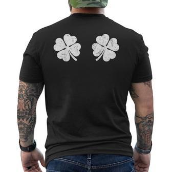 St Patricks Day Saint Paddys Distressed Irish Shamrock Boobs V3 Men's Back Print T-shirt | Mazezy