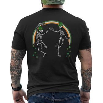 St Patricks Day Skeleton Dancing Skeletons Men's T-shirt Back Print - Seseable