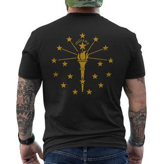 State Flag Of Indiana Vintage Cool Distressed Men's T-shirt Back Print - Seseable