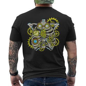 Steampunk Halloween Skeleton Costume Funny Mechanic Retro Mens Back Print T-shirt | Mazezy