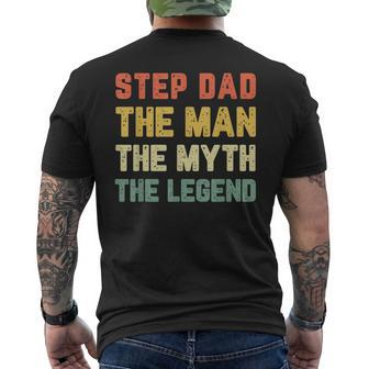 Step Dad The Man The Myth The Legend Vintage Stepdad Mens Back Print T-shirt - Seseable