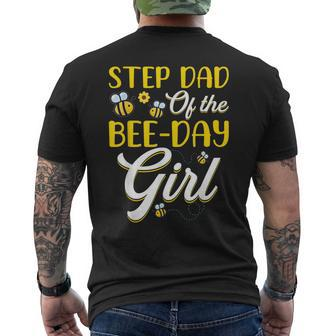 Stepdad Of The Bee Day Girl Family Matching Birthday Mens Back Print T-shirt | Mazezy